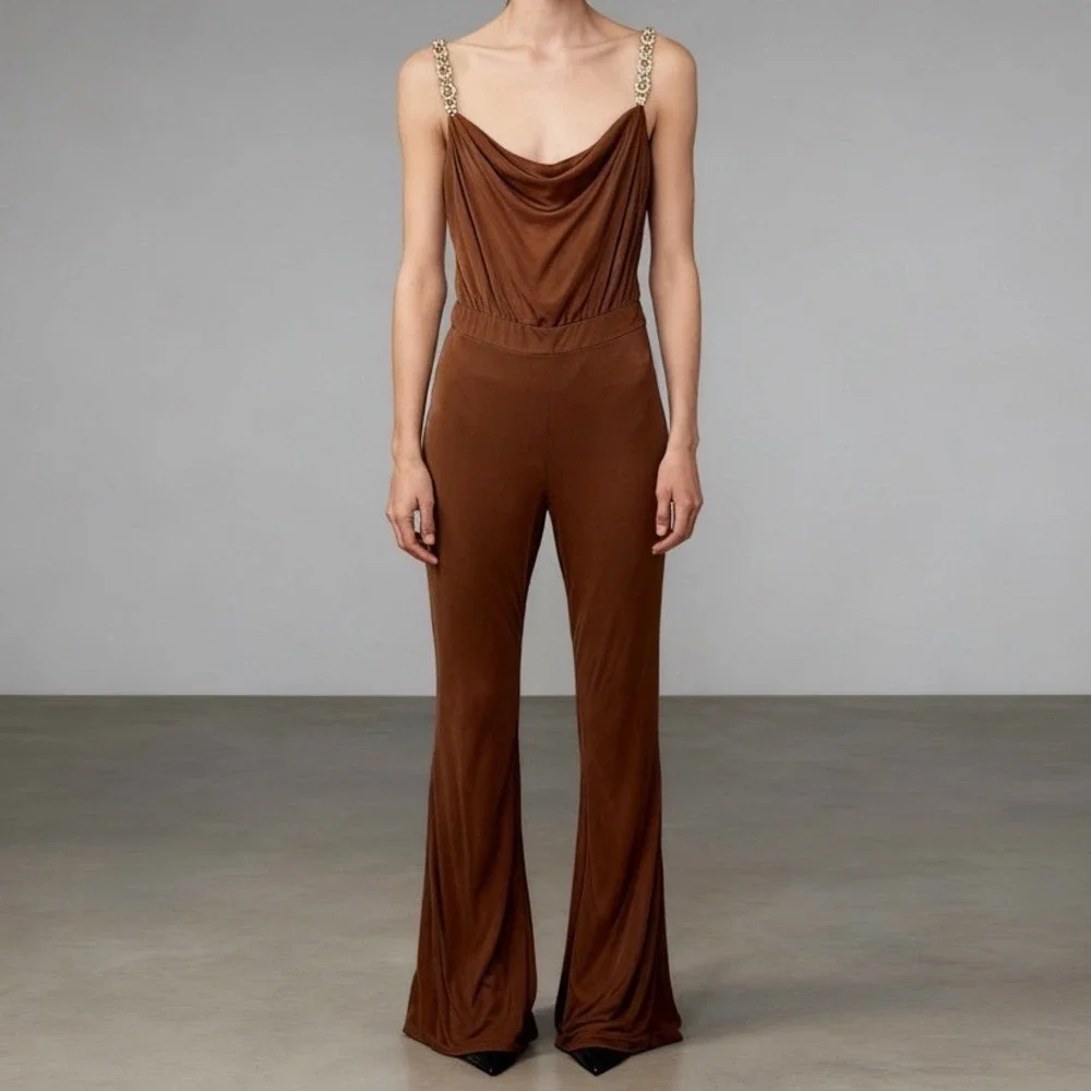 Jason Wu Emmett Cowl Neck Jumpsuit Rust size Large‎